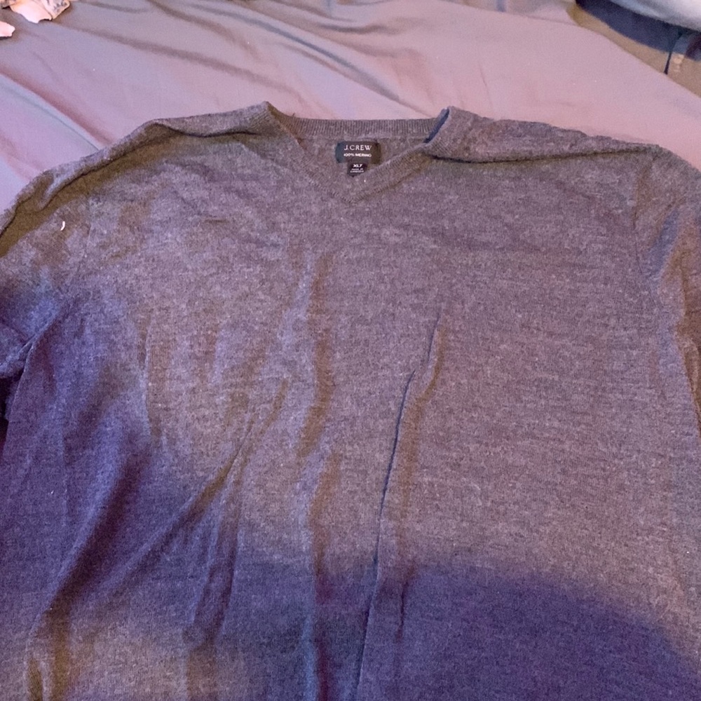 Grey J Crew V Neck Sweater